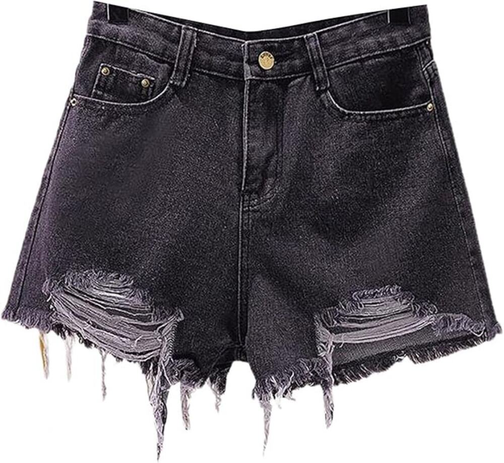 NWT ~ Dark Gray Denim Jean Frayed Raw Edge CutOff Shorts ~ Women's Size SMALL